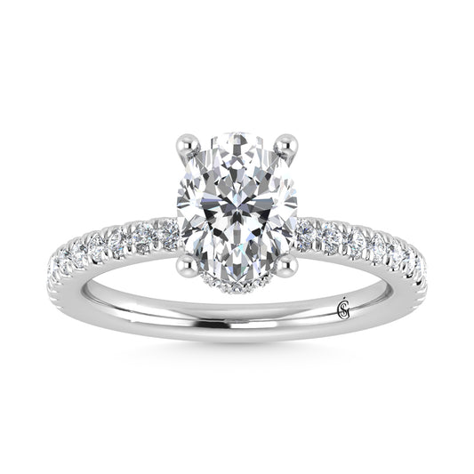 14K White Gold Lab Grown Diamond 2 3/8 Ct.Tw. Hidden Halo Engagement Ring (Center Oval)