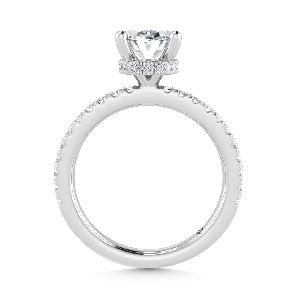 14K White Gold Lab Grown Diamond 2 3/8 Ct.Tw. Hidden Halo Engagement Ring (Center Oval)