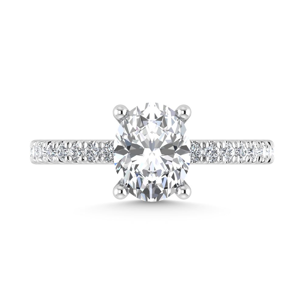 14K White Gold Lab Grown Diamond 4 1/2 Ct.Tw. Oval Shape Halo Engagement Ring (Center 4 ct)