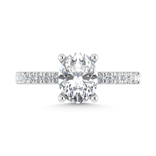 14K White Gold Lab Grown Diamond 4 1/2 Ct.Tw. Oval Shape Halo Engagement Ring (Center 4 ct)