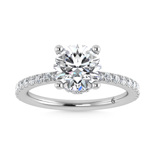 14K White Gold Lab Grown Diamond 4 1/2 Ct.Tw. Round Shape Halo Engagement Ring (Center 4ctw)