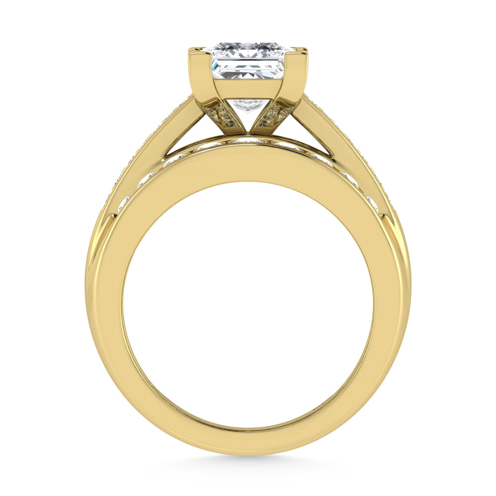 14K Yellow Gold Lab Grown Diamond 2 7/8 Ct.Tw. Princess Shape Engagement Ring (Center 2CT)