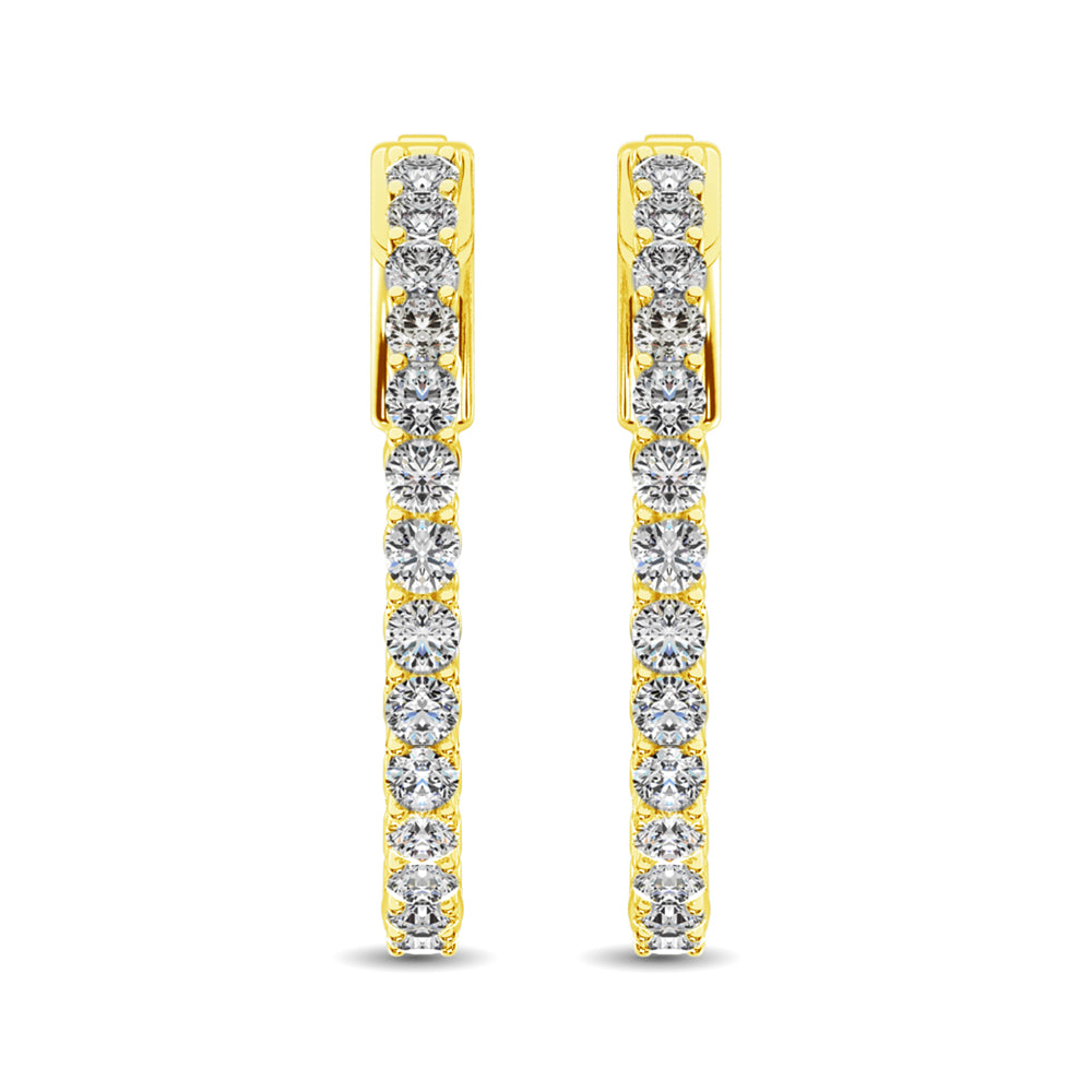 14K Yellow Gold Lab Grown Diamond 1 3/4 Ct.Tw. In and Out Hoop Earrings