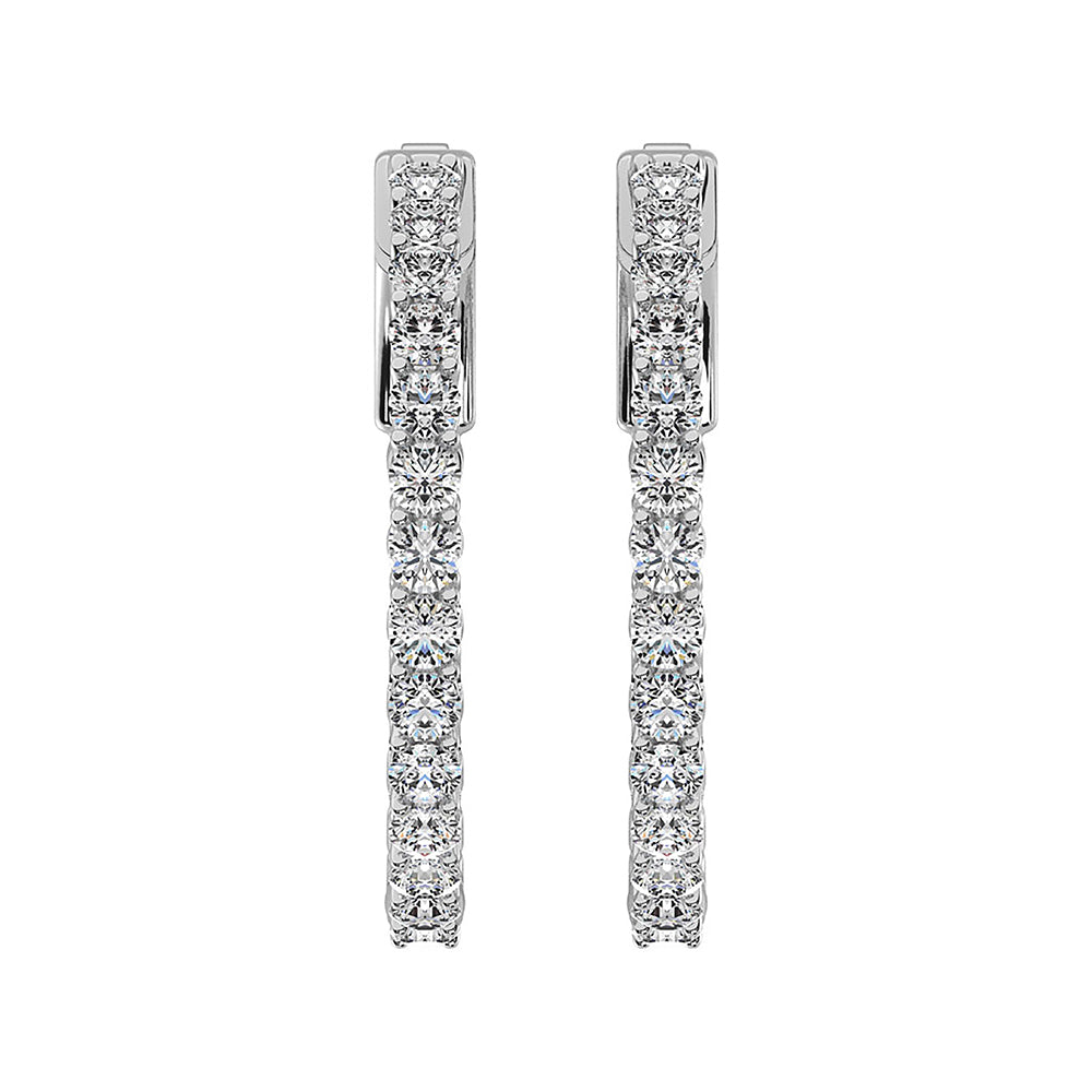 14K White Gold Lab Grown Diamond 2 Ct.Tw. In and Out Hoop Earrings