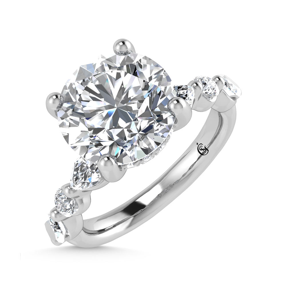 14K White Gold Lab Grown Diamond 3 5/8 Ct.Tw. Marquise and Round Shape Halo Engagement Ring (Center Round)