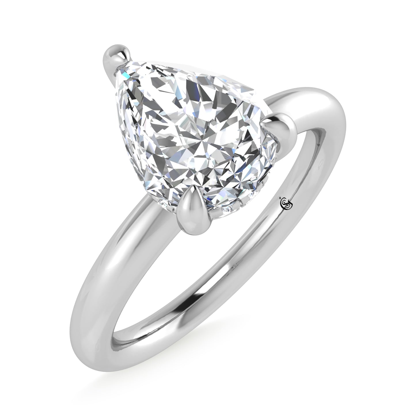14K White Gold Lab Grown Diamond 1 1/2 Ct.Tw. Pear Shape Certified Engagement Ring (Center 1.5ct)