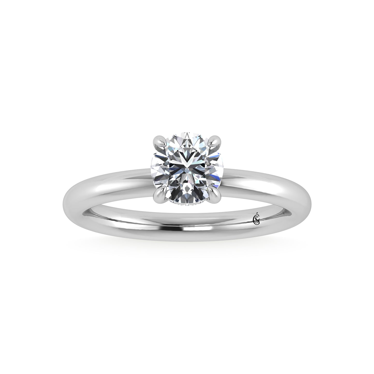 14K White Gold Lab Grown Diamond 1 1/20Ct.Tw. Round Shape Certified Engagement Ring (Center 1ct)