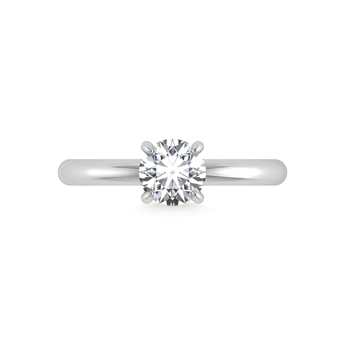 14K White Gold Lab Grown Diamond 1 1/20Ct.Tw. Round Shape Certified Engagement Ring (Center 1ct)