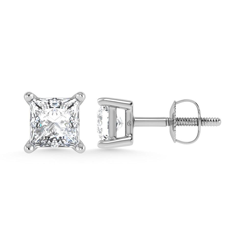 14K White Gold Lab Grown Diamond 1/2 Ct.Tw. Princess Stud Earrings