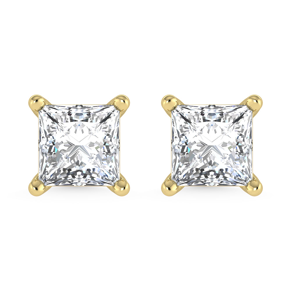 14K Yellow Gold Lab Grown Diamond 1/2 Ct.Tw. Princess Stud Earrings