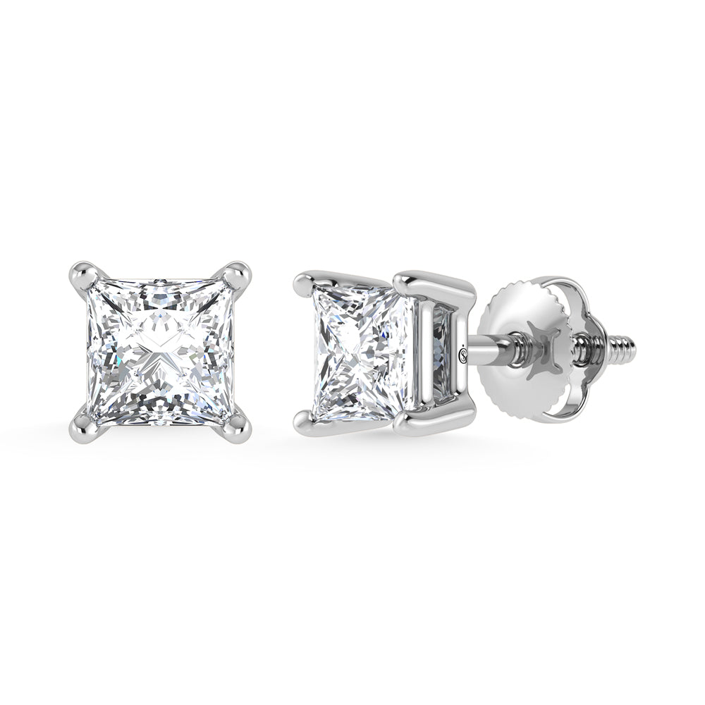 14K White Gold Lab Grown Diamond 3/4 Ct.Tw. Princess Stud Earrings