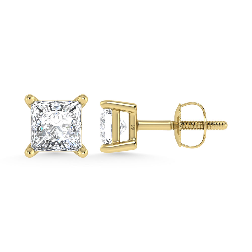 14K Yellow Gold Lab Grown Diamond 3/4 Ct.Tw. Princess Stud Earrings