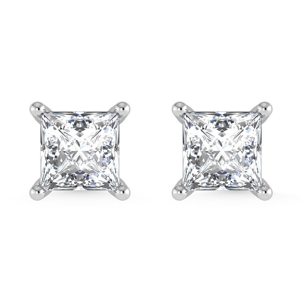 14K White Gold Lab Grown Diamond 2 Ct.Tw. Princess Stud Earrings