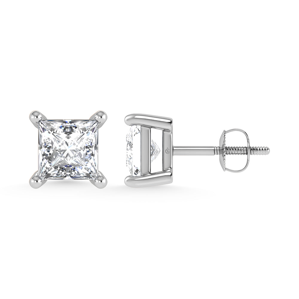 White Gold Lab Grown Diamond Princess Stud Earrings