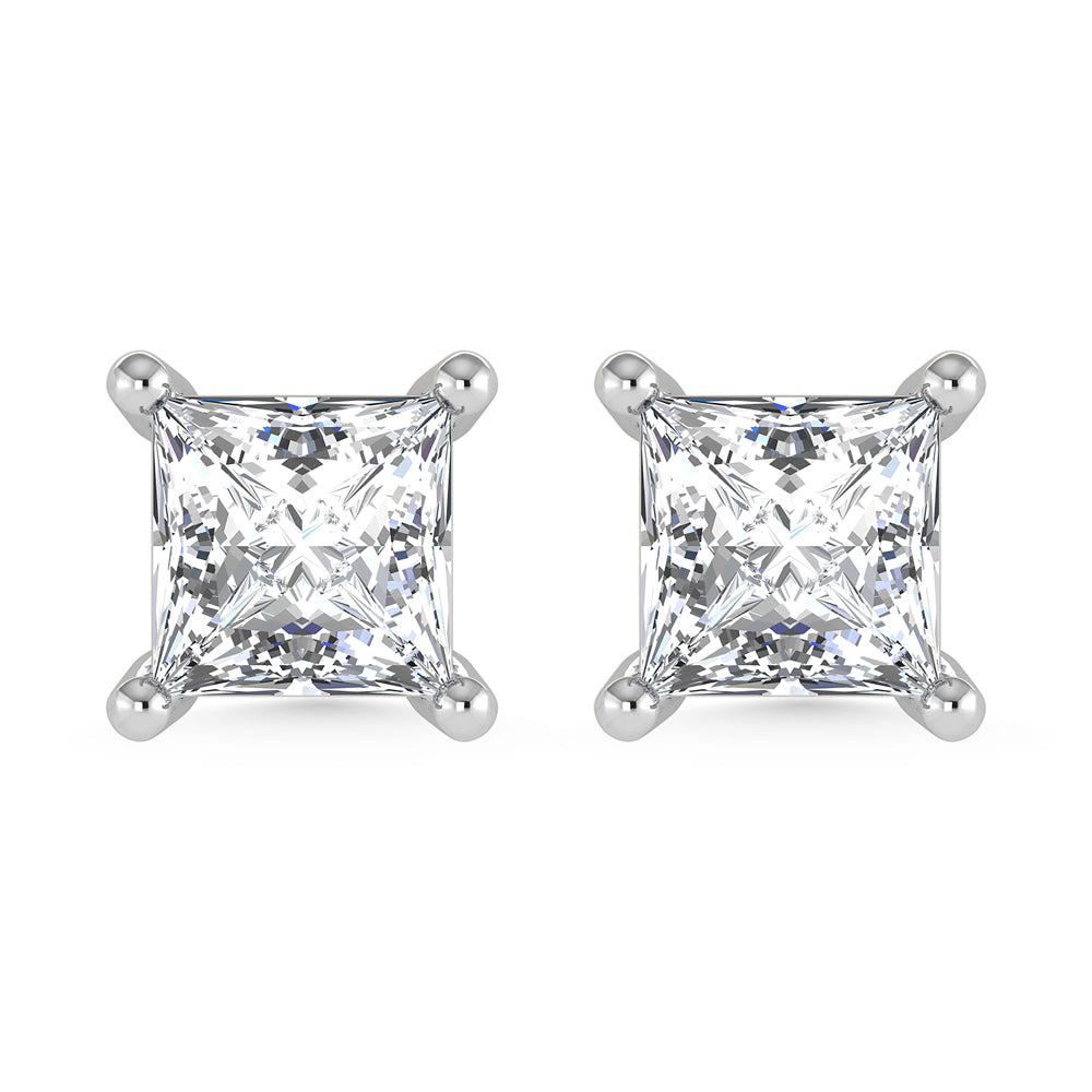 White Gold Lab Grown Diamond Princess Stud Earrings