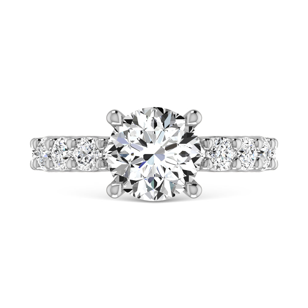 14K White Gold Lab Grown Diamond 2 1/4 Ct.Tw. Round Shape Three Fourth Way Engagement Ring With Center 1.5ct
