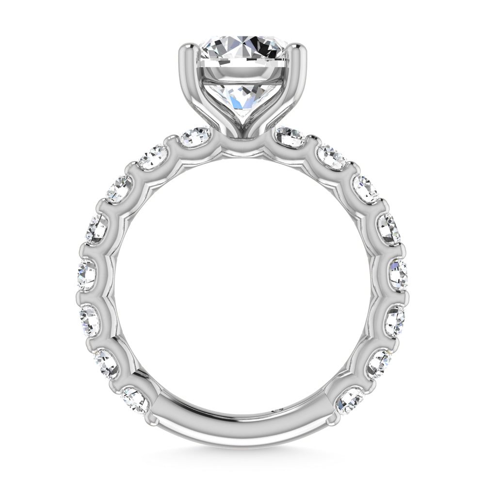 14K White Gold Lab Grown Diamond 2 1/4 Ct.Tw. Round Shape Three Fourth Way Engagement Ring With Center 1.5ct