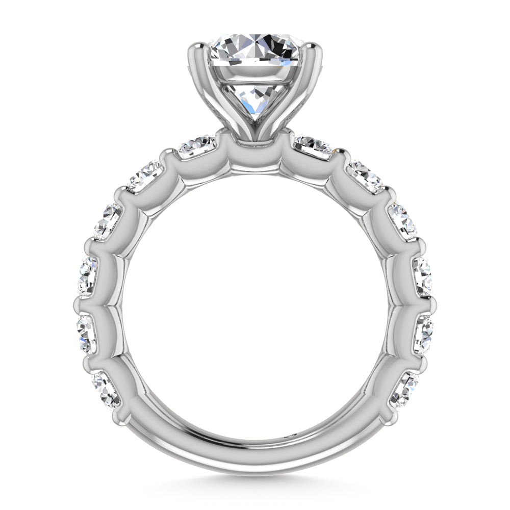 14K White Gold Lab Grown Diamond 5 3/8 Ct.Tw. Round Shape Three Fourth Way Engagement Ring With Center 3ct