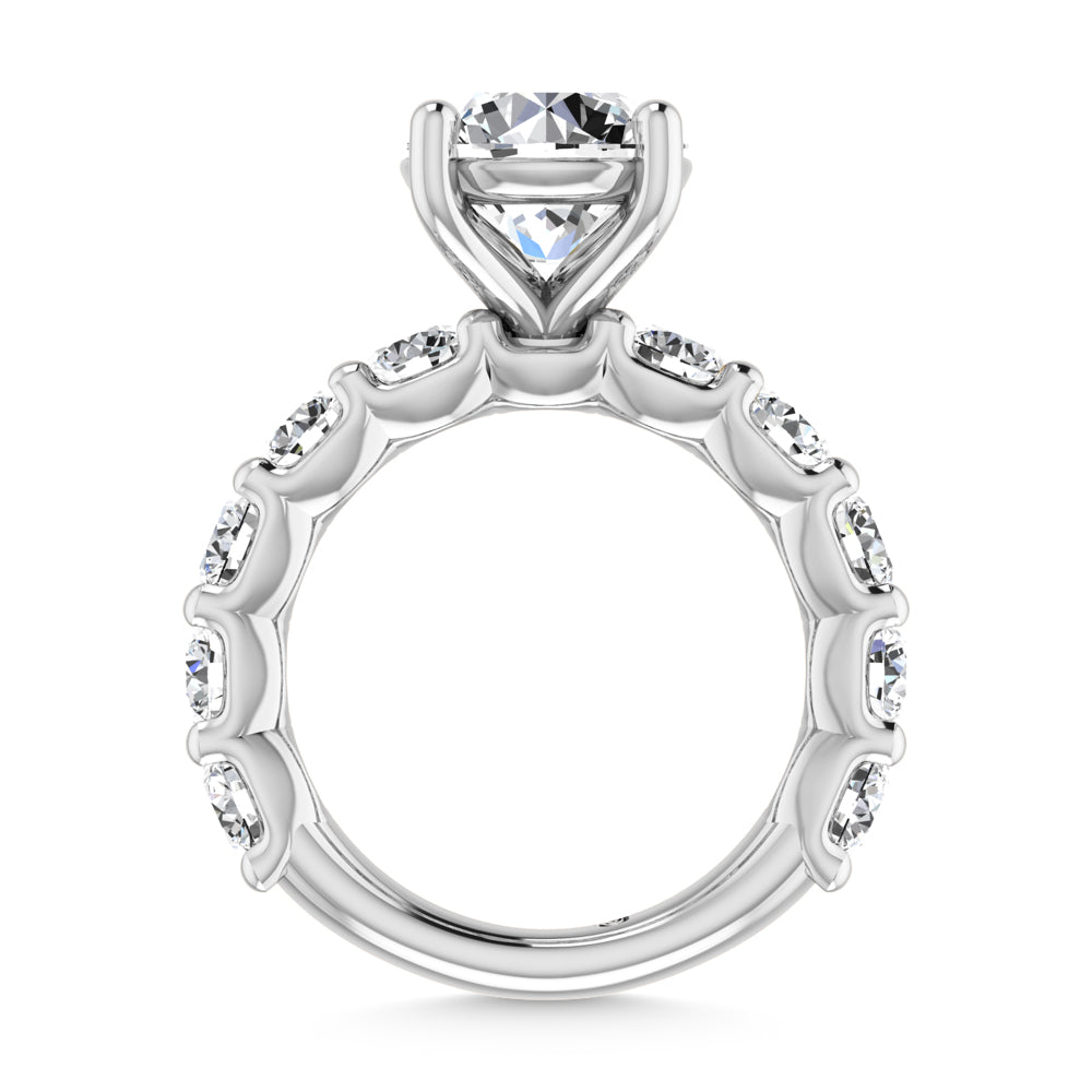 14K White Gold Lab Grown Diamond 6 1/5 Ct.Tw. Round Shape Three Fourth Way Engagement Ring With Center 3ct