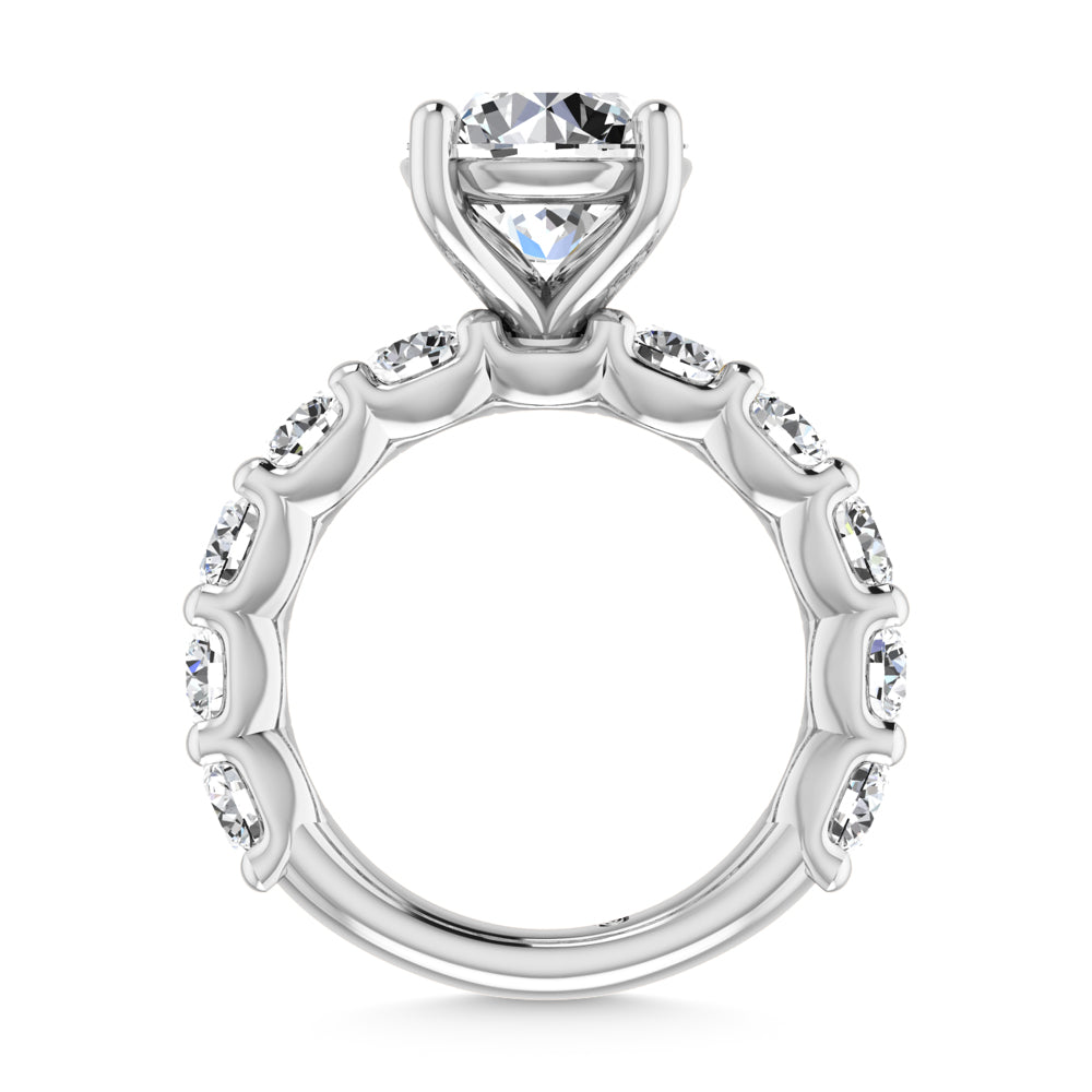 14K White Gold Lab Grown Diamond 9 1/3 Ct.Tw. Round Shape Three Fourth Way Engagement Ring With Center 4ct