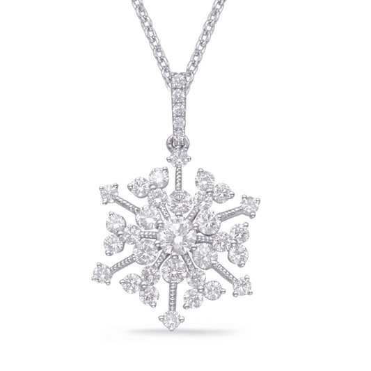 White Gold Snowflake Diamond Pendant