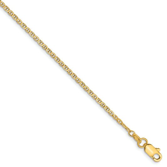 14k 1.5mm Lightweight Flat Anchor Link Chain Anklet