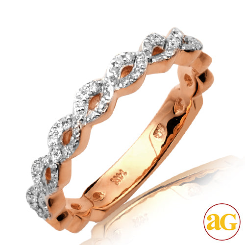 14KR 0.20CTW DIAMOND TWISTED DESIGN STACKABLE BAND