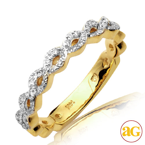 14KY 0.25CTW DIAMOND TWISTED DESIGN STACKABLE BAND