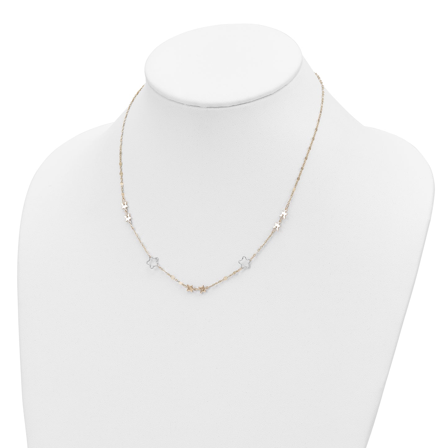 14K Two-tone Polished Star Necklace