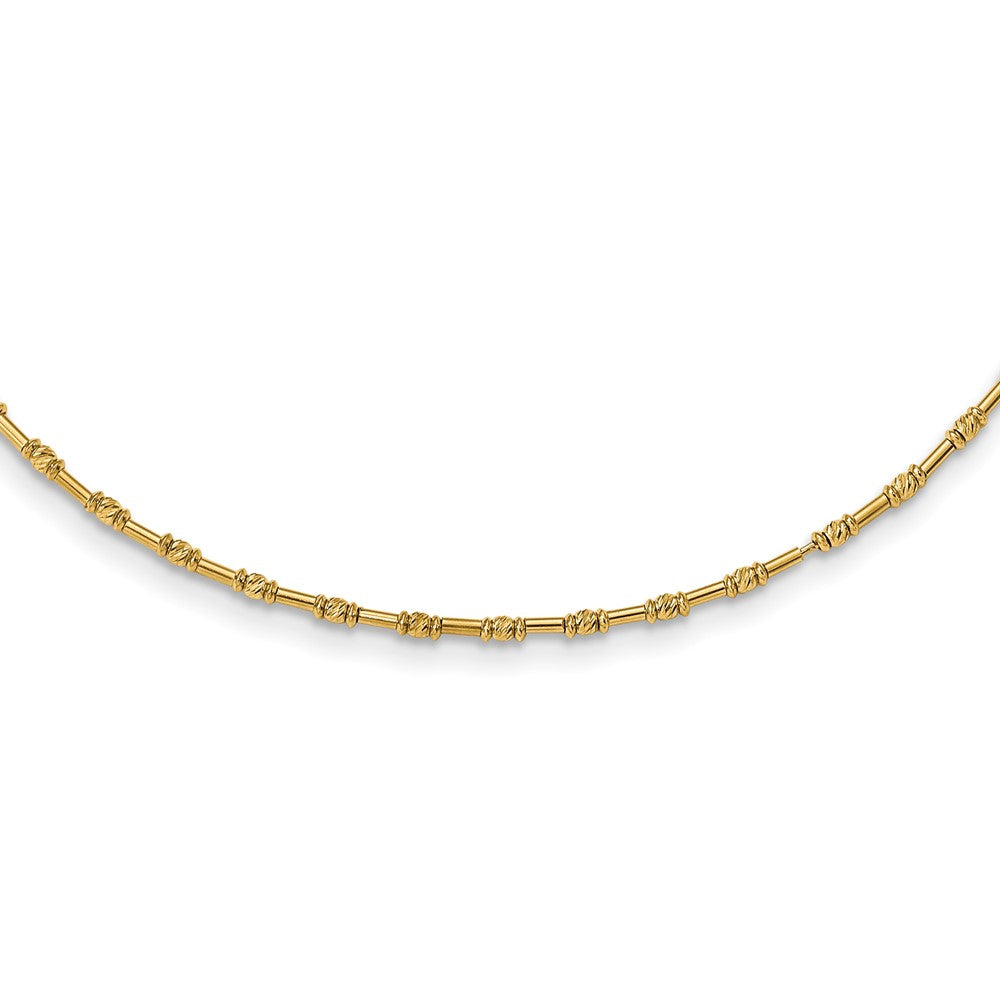 14K Polished and D/C Fancy Beaded 17in Necklace