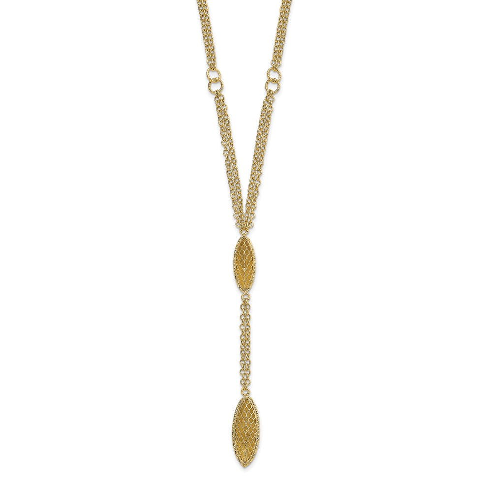 14k Fancy Y Diamond-cut Drop w/1in ext. Necklace