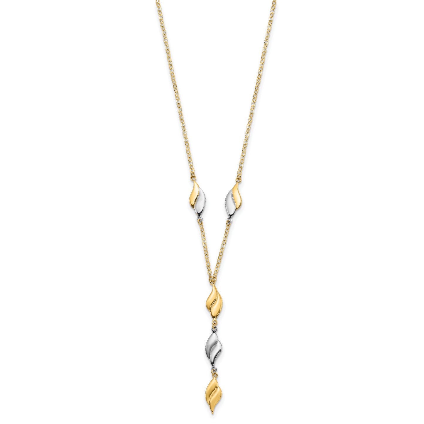 14K Two-tone Polished Fancy Y Drop Necklace