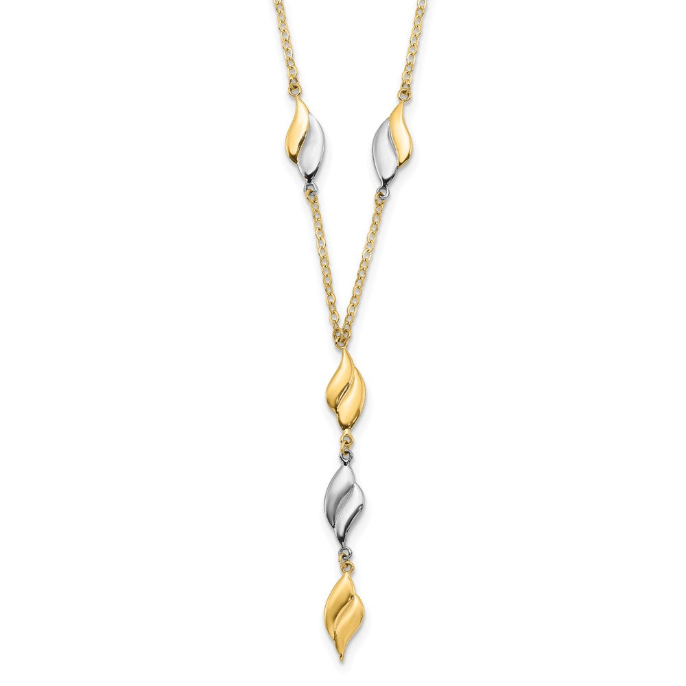 14K Two-tone Polished Fancy Y Drop Necklace