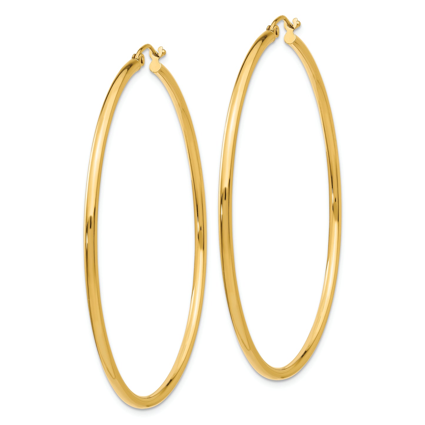 14k Polished 2x55mm Lightweight Tube Hoop Earrings