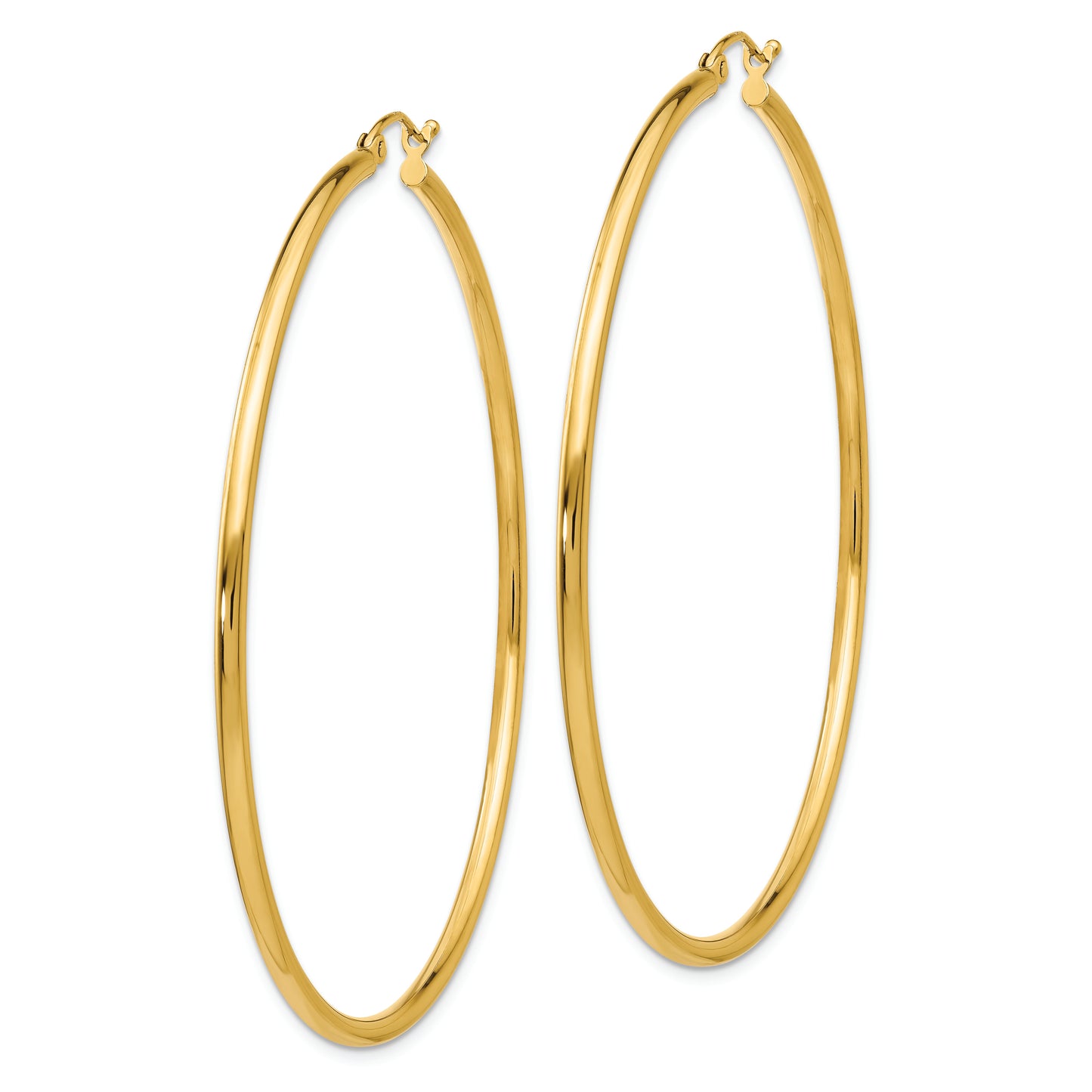 14k Polished 2x60mm Lightweight Tube Hoop Earrings