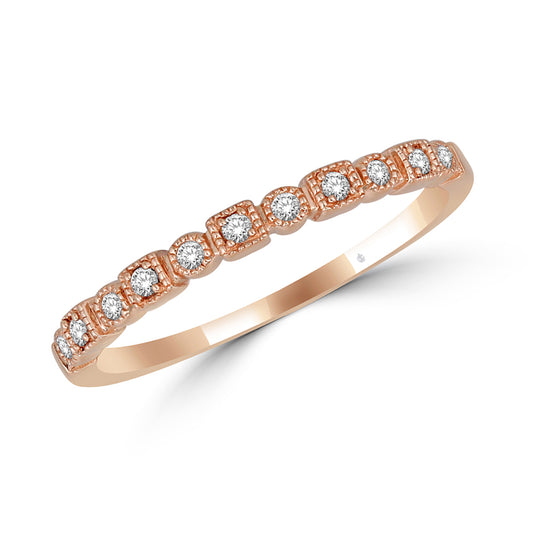 14K Rose Gold Diamond Stackable Band