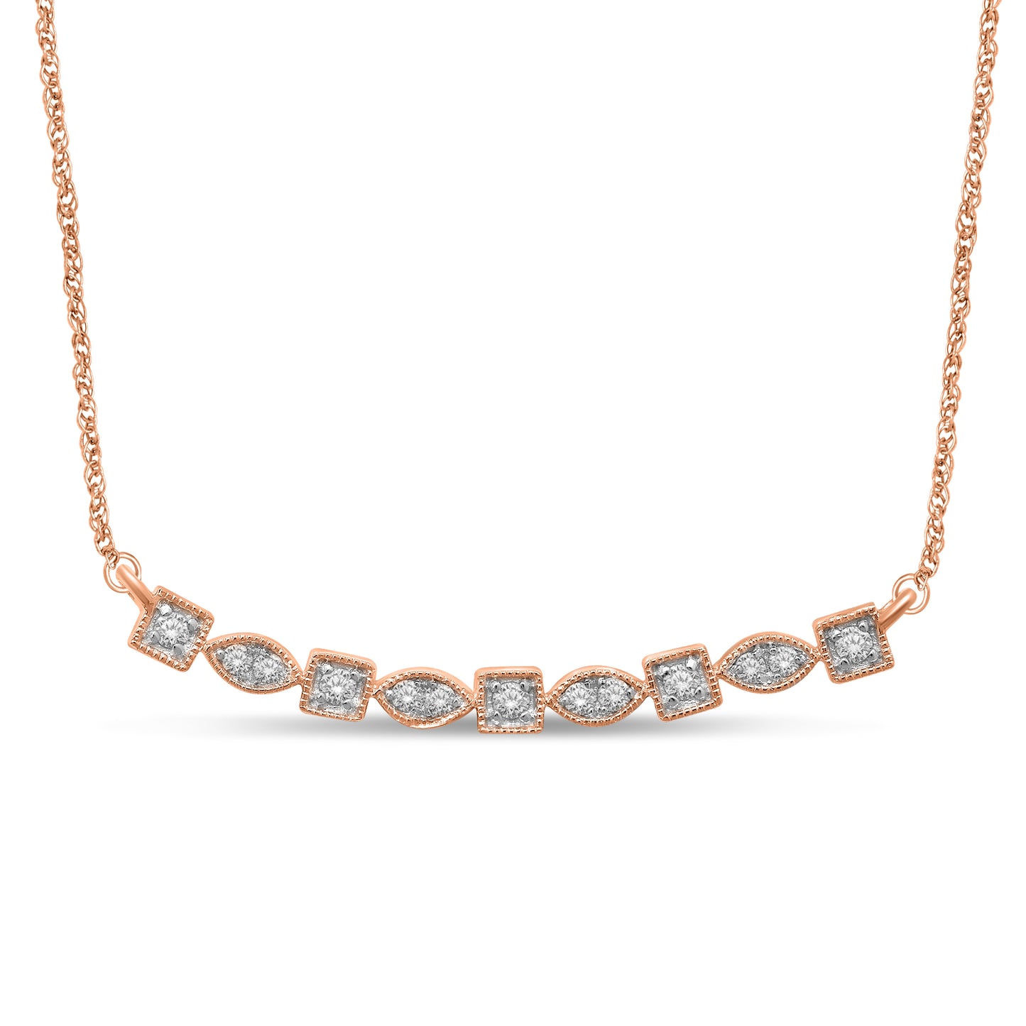 14K Rose Gold 1/5 Ct.Tw. Diamond Stackable Necklace