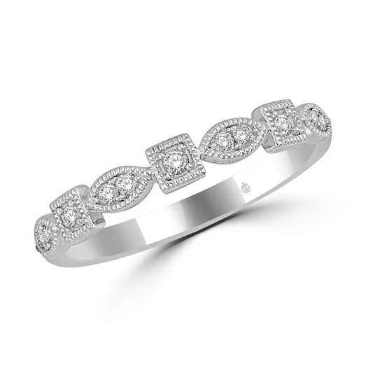 14K White Gold 1/6 Ct.Tw. Diamond Stackable Band