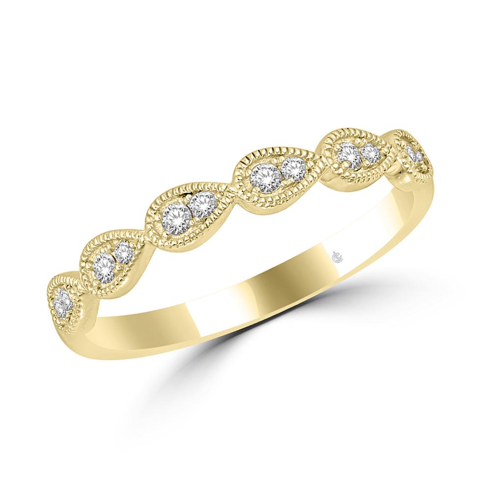 14K Yellow Gold 1/8 Ct.Tw. Diamond Stackable Band