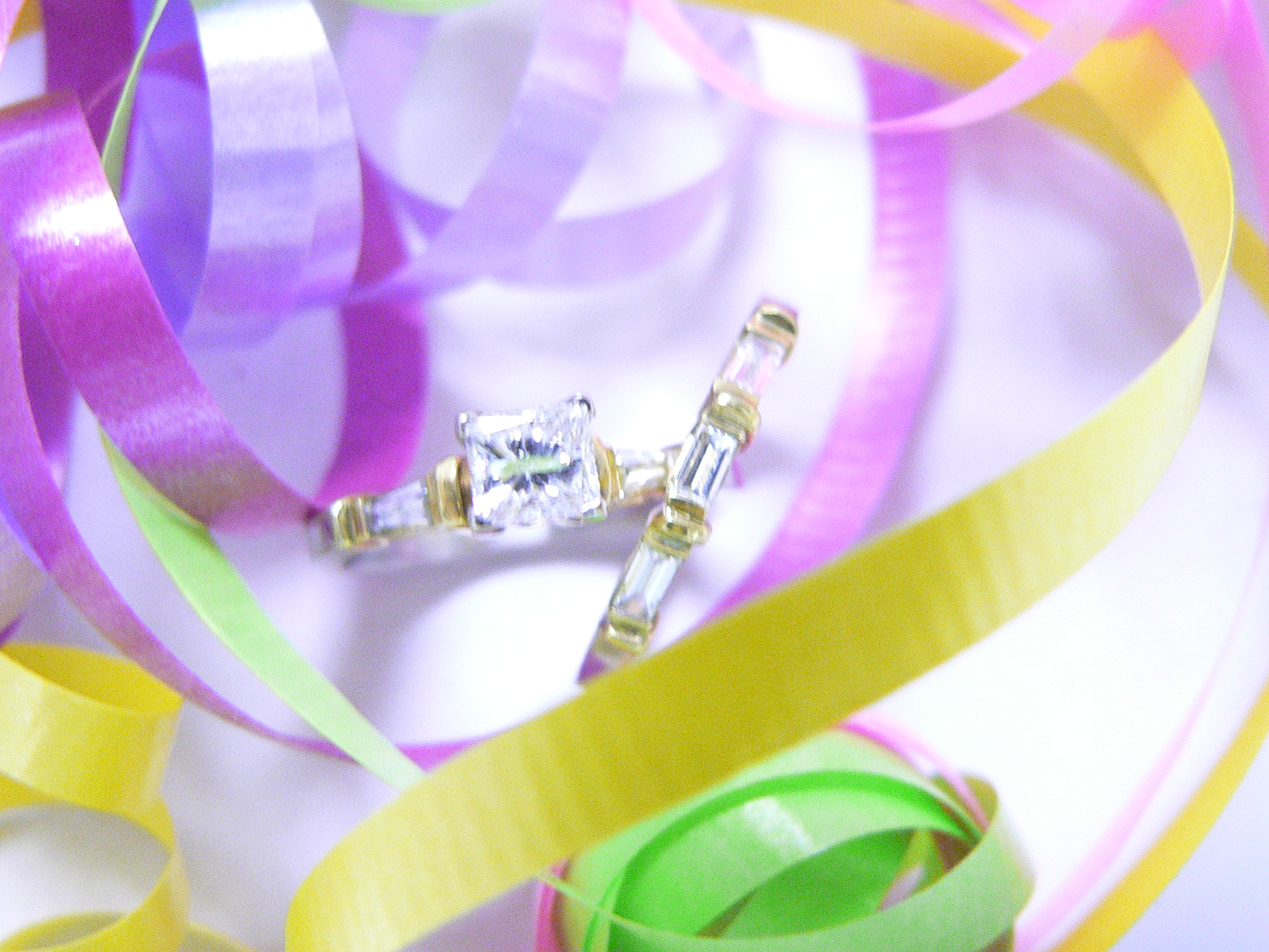 Platinum and 18 Karat Diamond Engagement Ring.