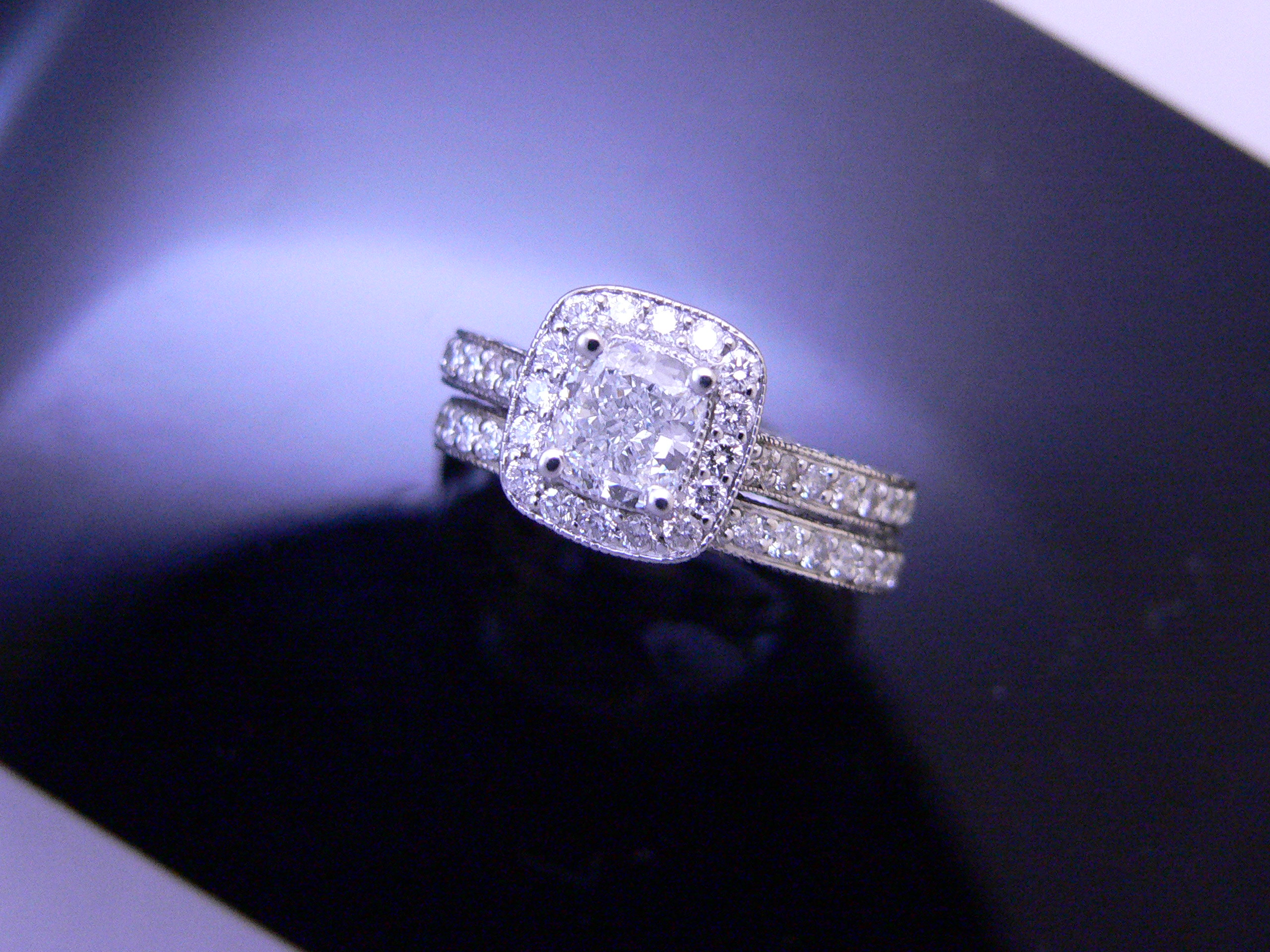 Cushion Cut Diamond Engagement Ring.