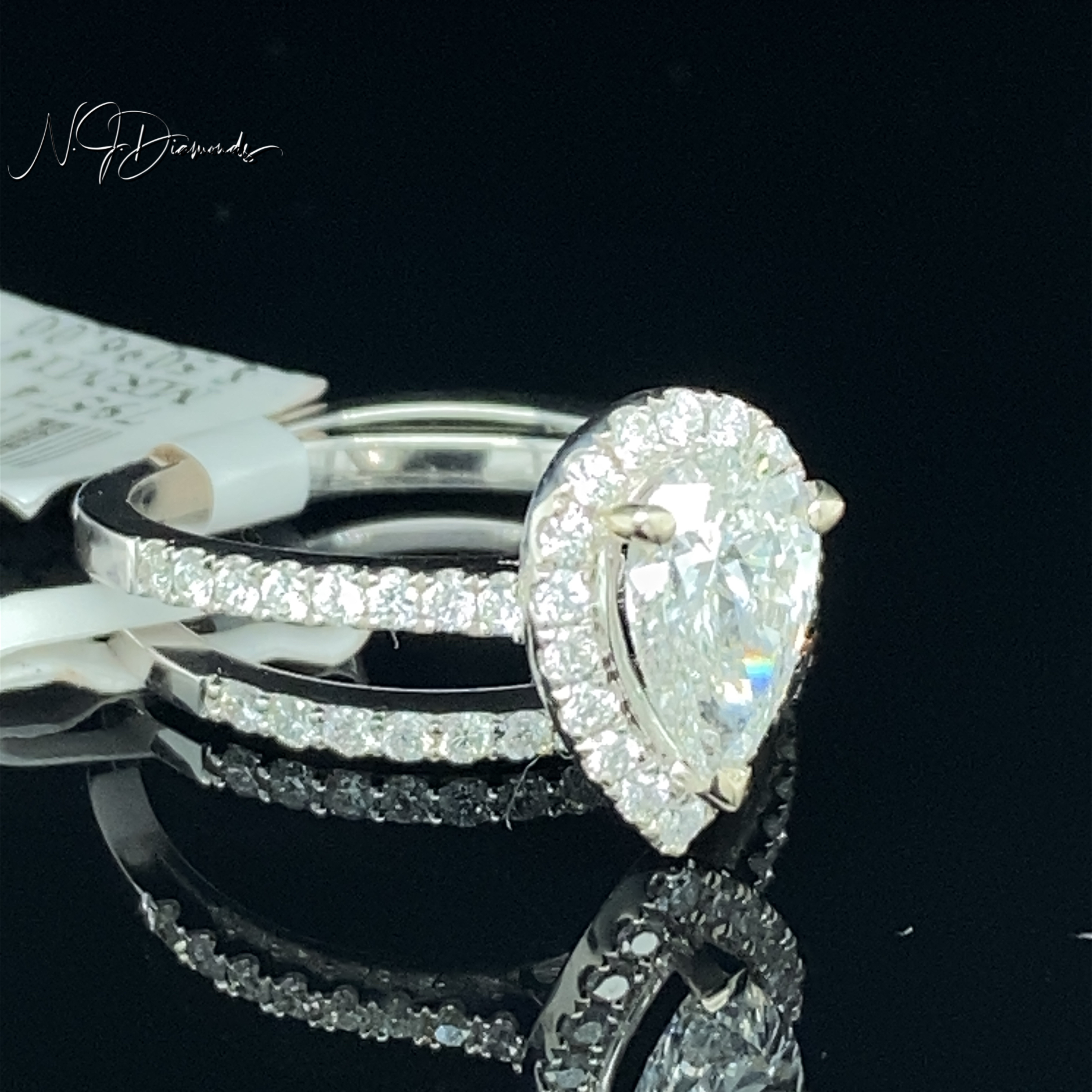 Pear Shape Diamond Halo Engagement Ring