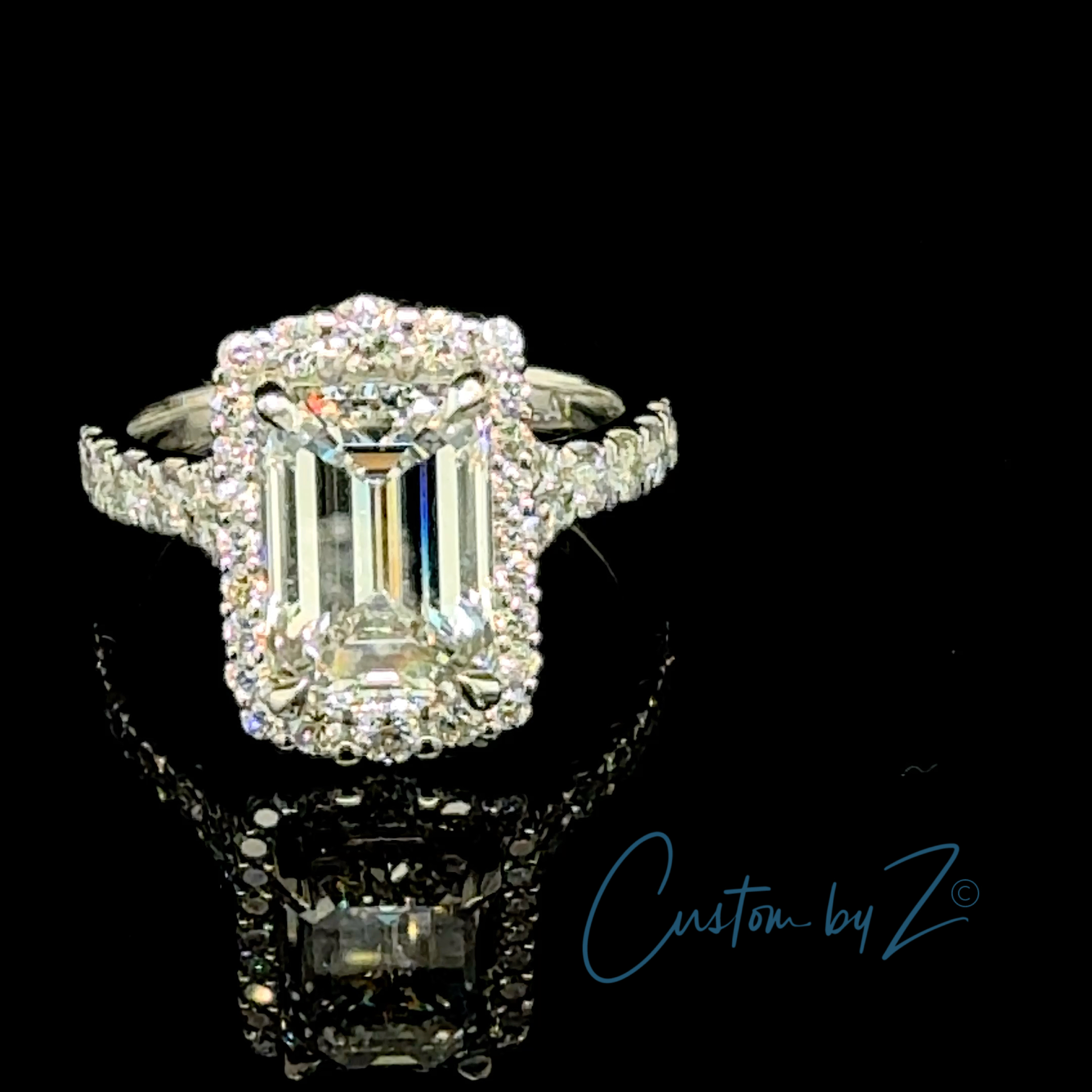 Custom Emerald Cut Engagement Ring by Custom by Z