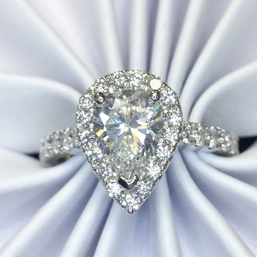 Custom Pear Shape Diamond Engagement Ring